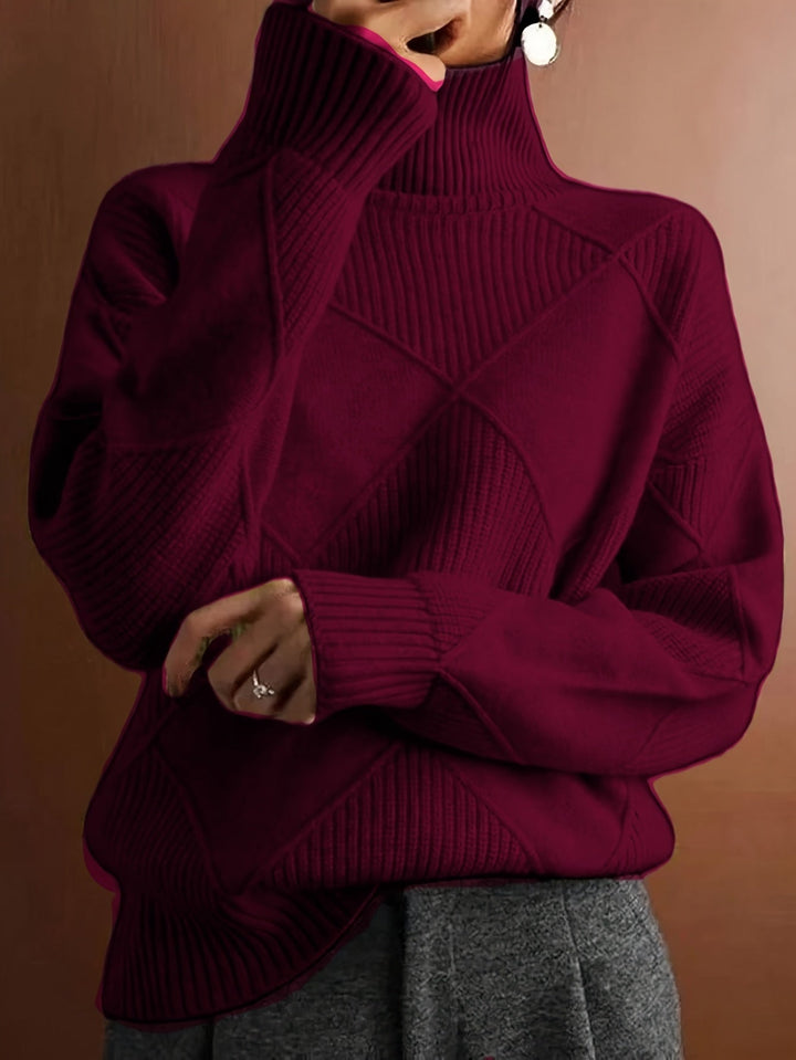 Corinne | High-Collar Knit Sweater in Timeless Solid Colour