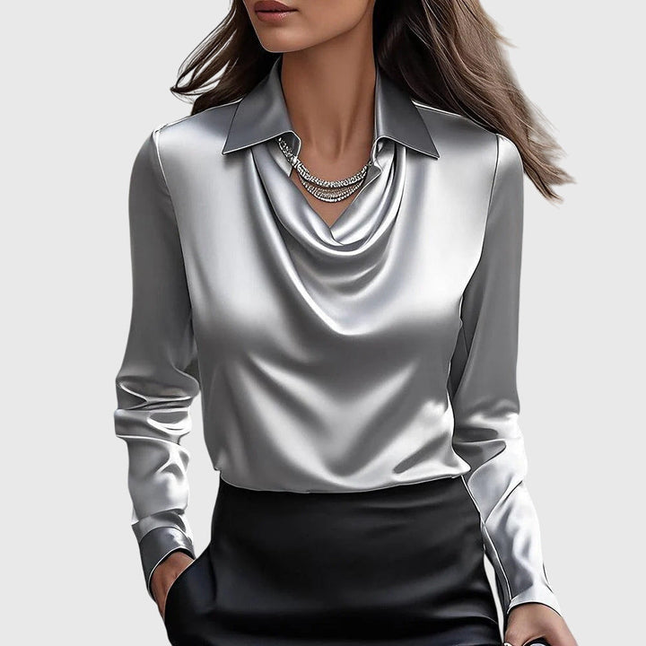 Sylvie | Soft Blouse with Elegant Pleated Neckline