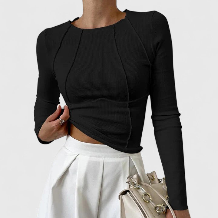 Marion | Soft Long Sleeve Top with Classic Neckline