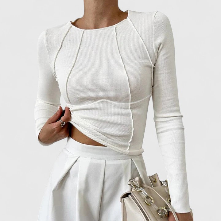 Marion | Soft Long Sleeve Top with Classic Neckline