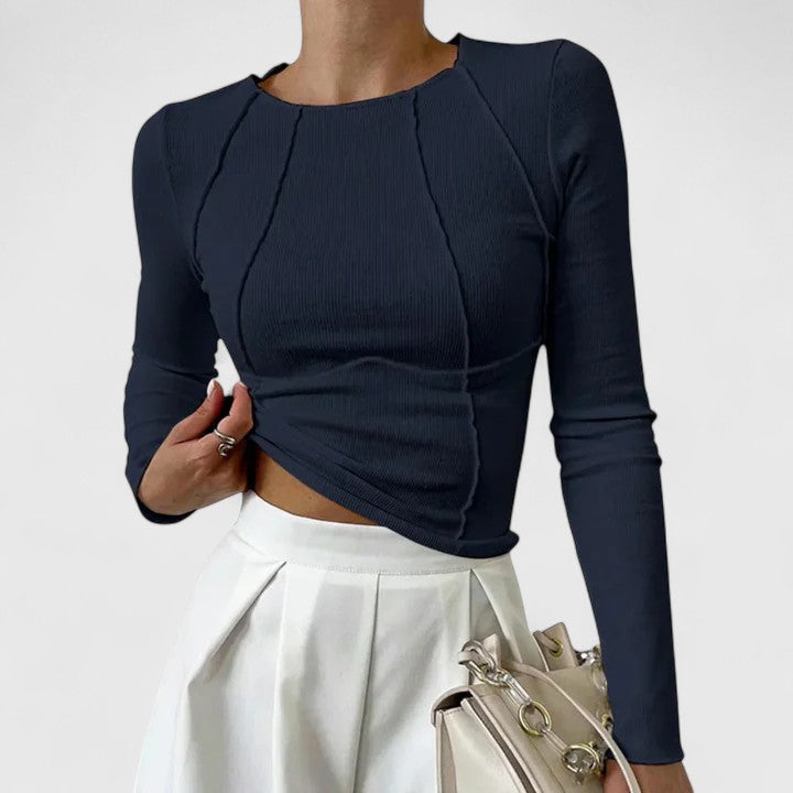 Marion | Soft Long Sleeve Top with Classic Neckline