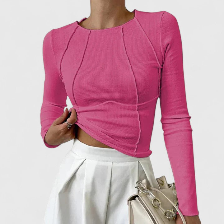 Marion | Soft Long Sleeve Top with Classic Neckline