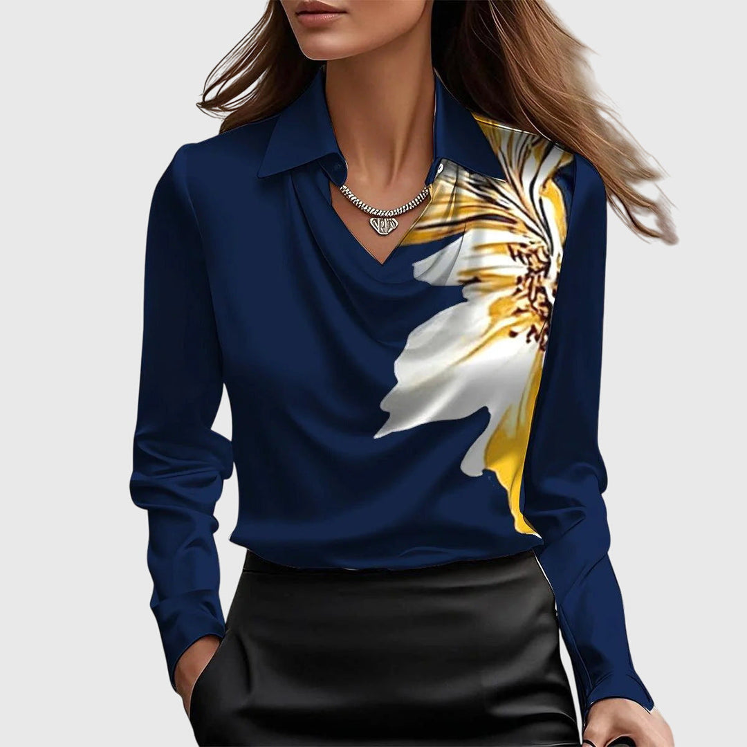 Sylvie | Soft Blouse with Elegant Pleated Neckline