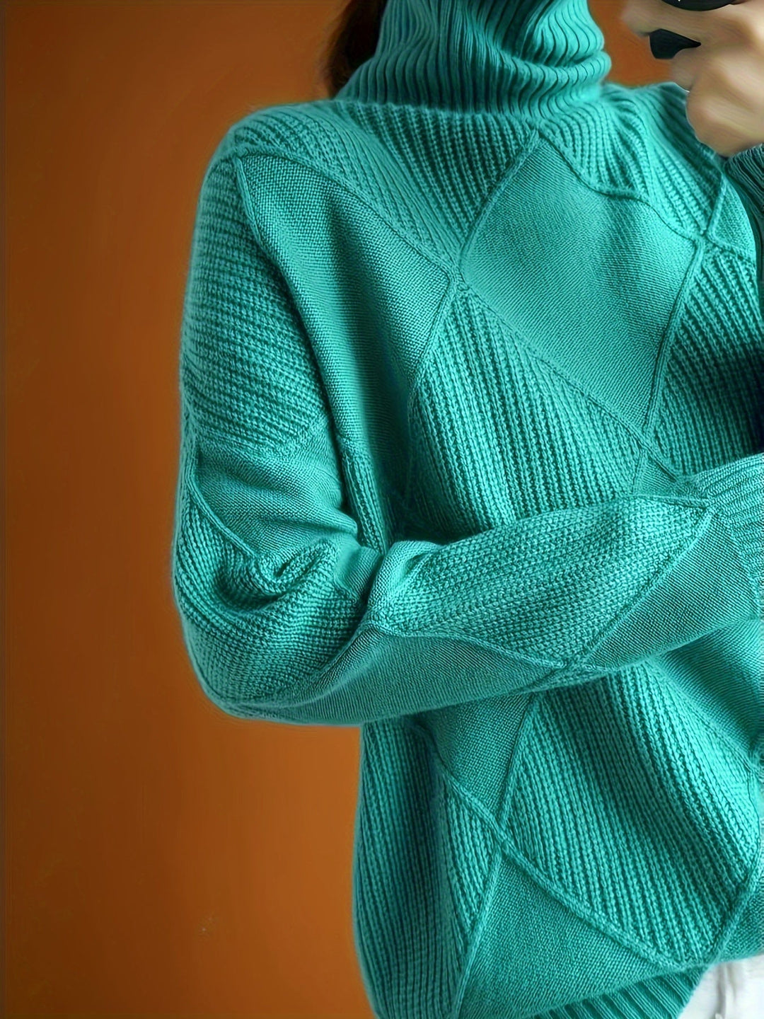 Corinne | High-Collar Knit Sweater in Timeless Solid Colour