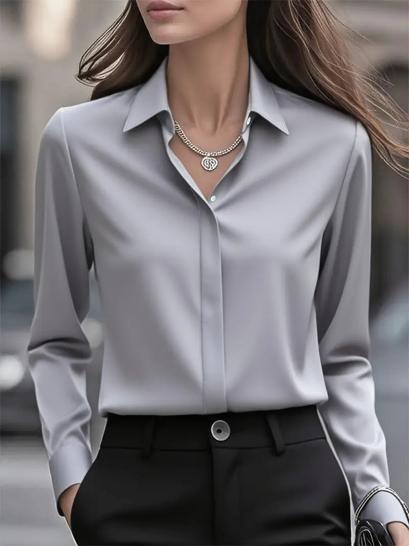 Amiliana | Fluid Shirt with Hidden Button Placket