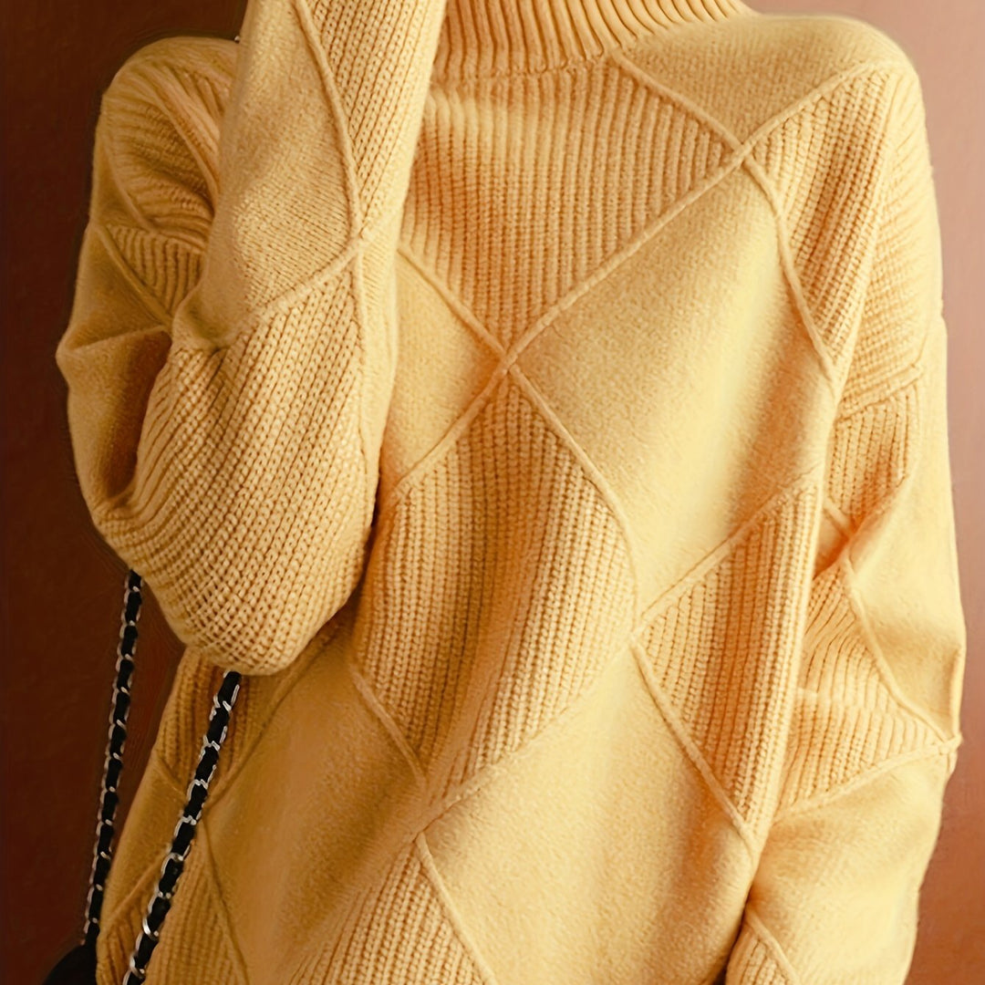 Corinne | High-Collar Knit Sweater in Timeless Solid Colour