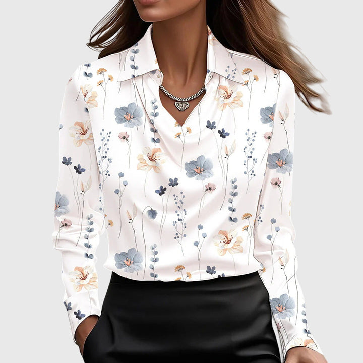 Sylvie | Soft Blouse with Elegant Pleated Neckline