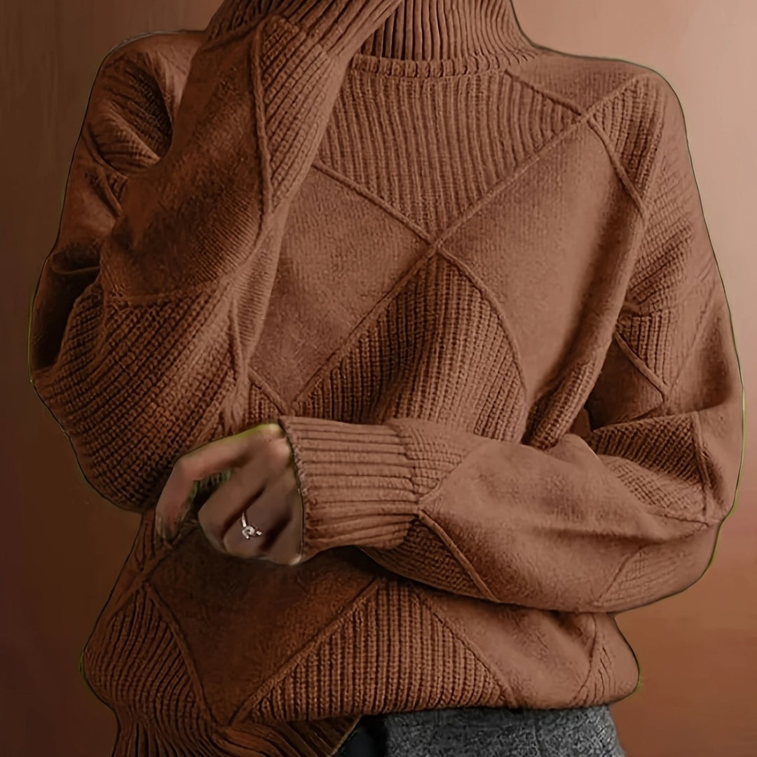 Corinne | High-Collar Knit Sweater in Timeless Solid Colour