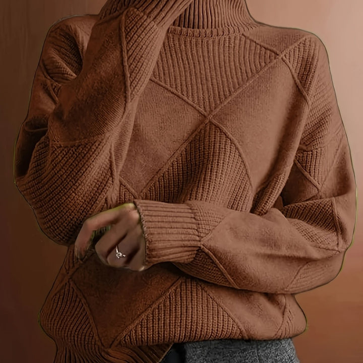 Corinne | High-Collar Knit Sweater in Timeless Solid Colour
