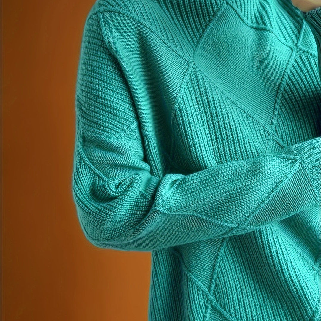 Corinne | High-Collar Knit Sweater in Timeless Solid Colour
