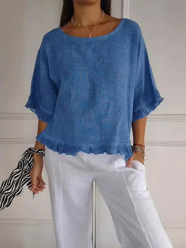 Celeste | Lightweight Blouse with Soft Ruffle Details