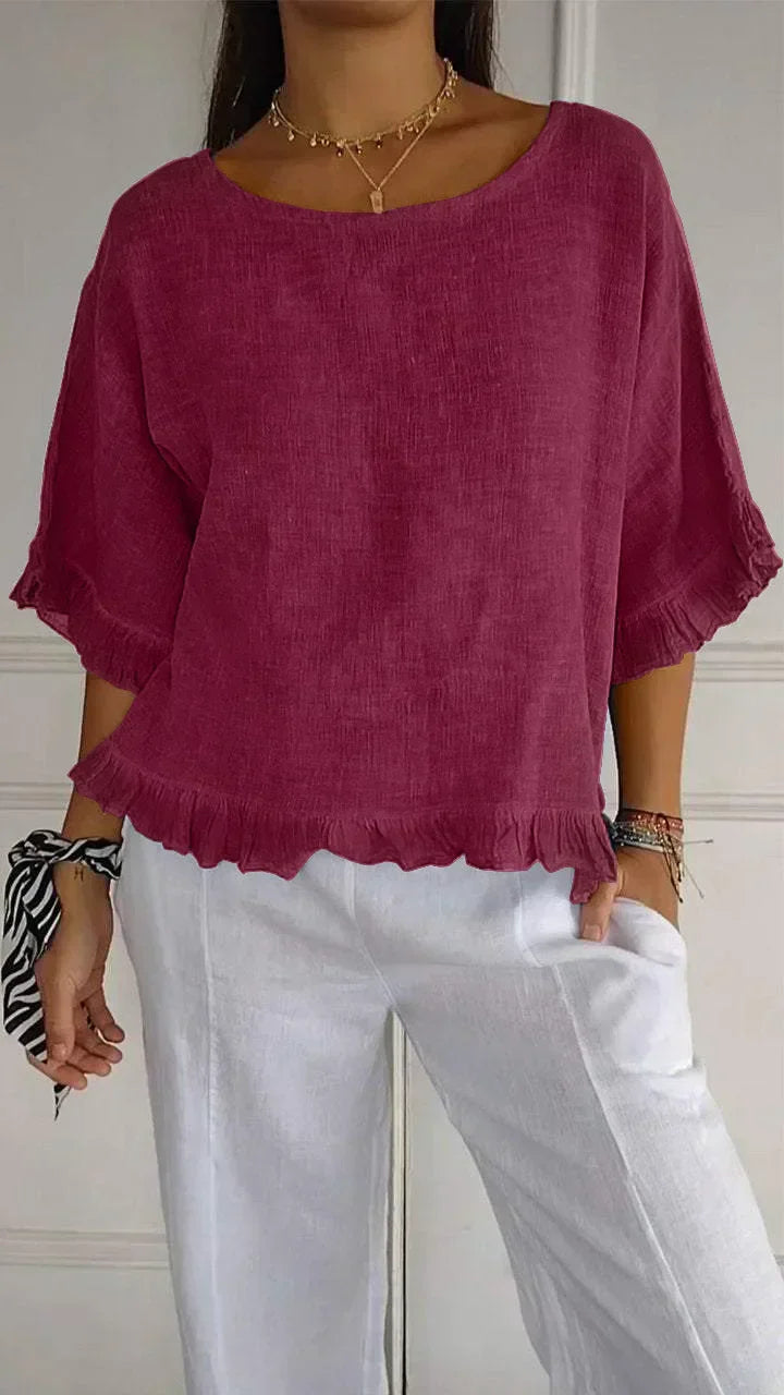 Celeste | Lightweight Blouse with Soft Ruffle Details