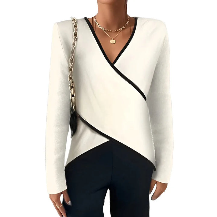 Colleen | Long-Sleeve Top with Crossed V-Neck