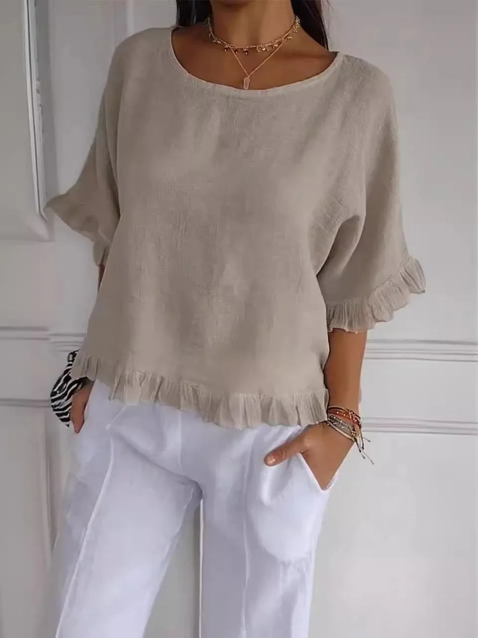 Celeste | Lightweight Blouse with Soft Ruffle Details