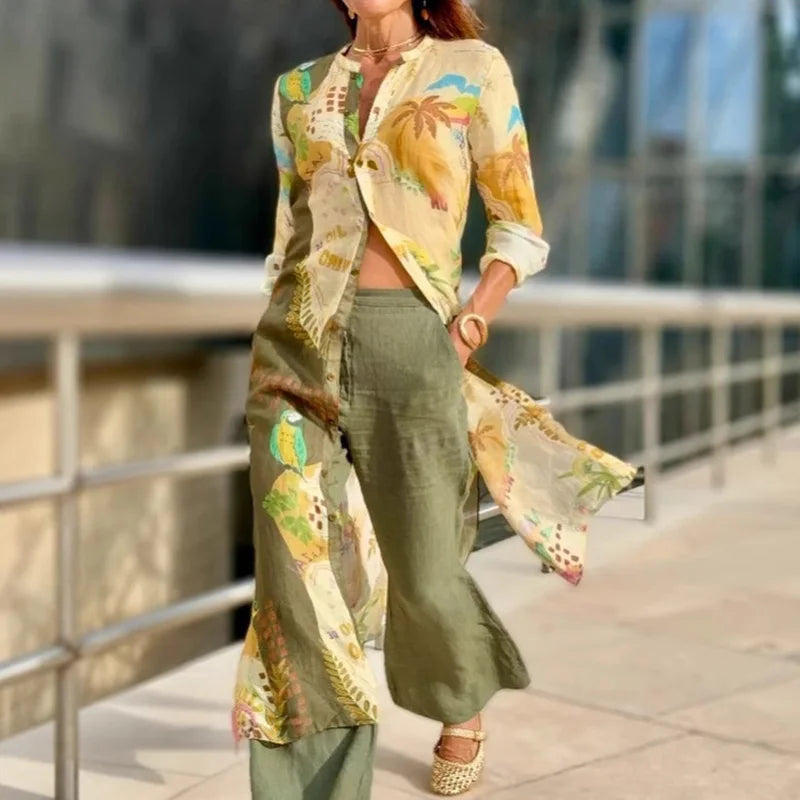 Miréliane | Linen Shirt & Wide-Leg Pants Set