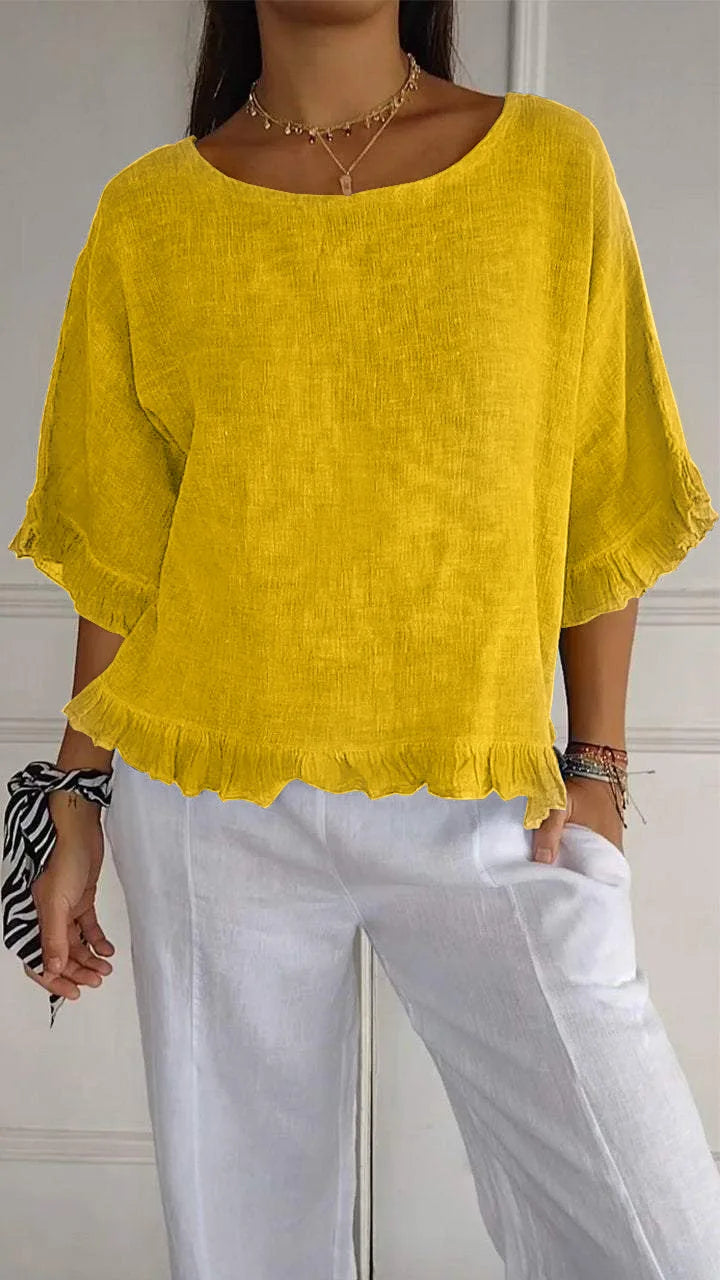 Celeste | Lightweight Blouse with Soft Ruffle Details