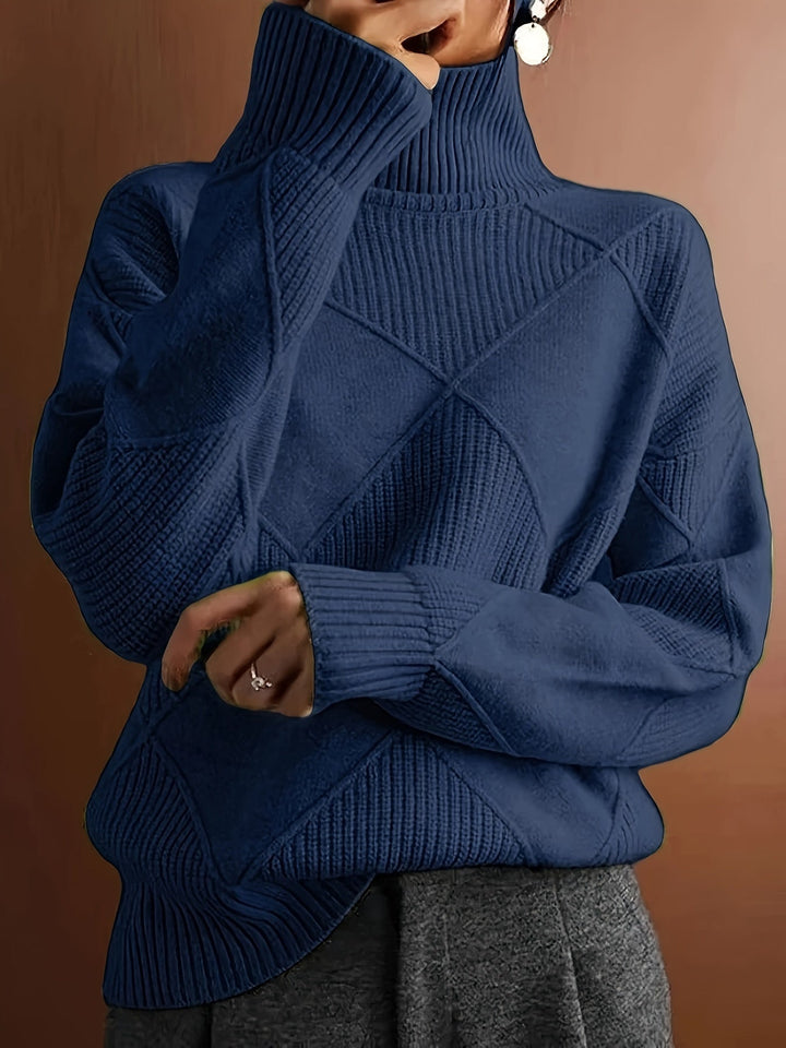 Corinne | High-Collar Knit Sweater in Timeless Solid Colour