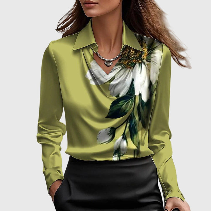 Sylvie | Soft Blouse with Elegant Pleated Neckline