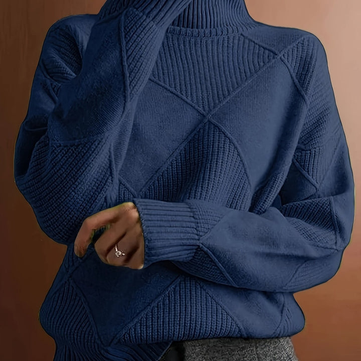 Corinne | High-Collar Knit Sweater in Timeless Solid Colour