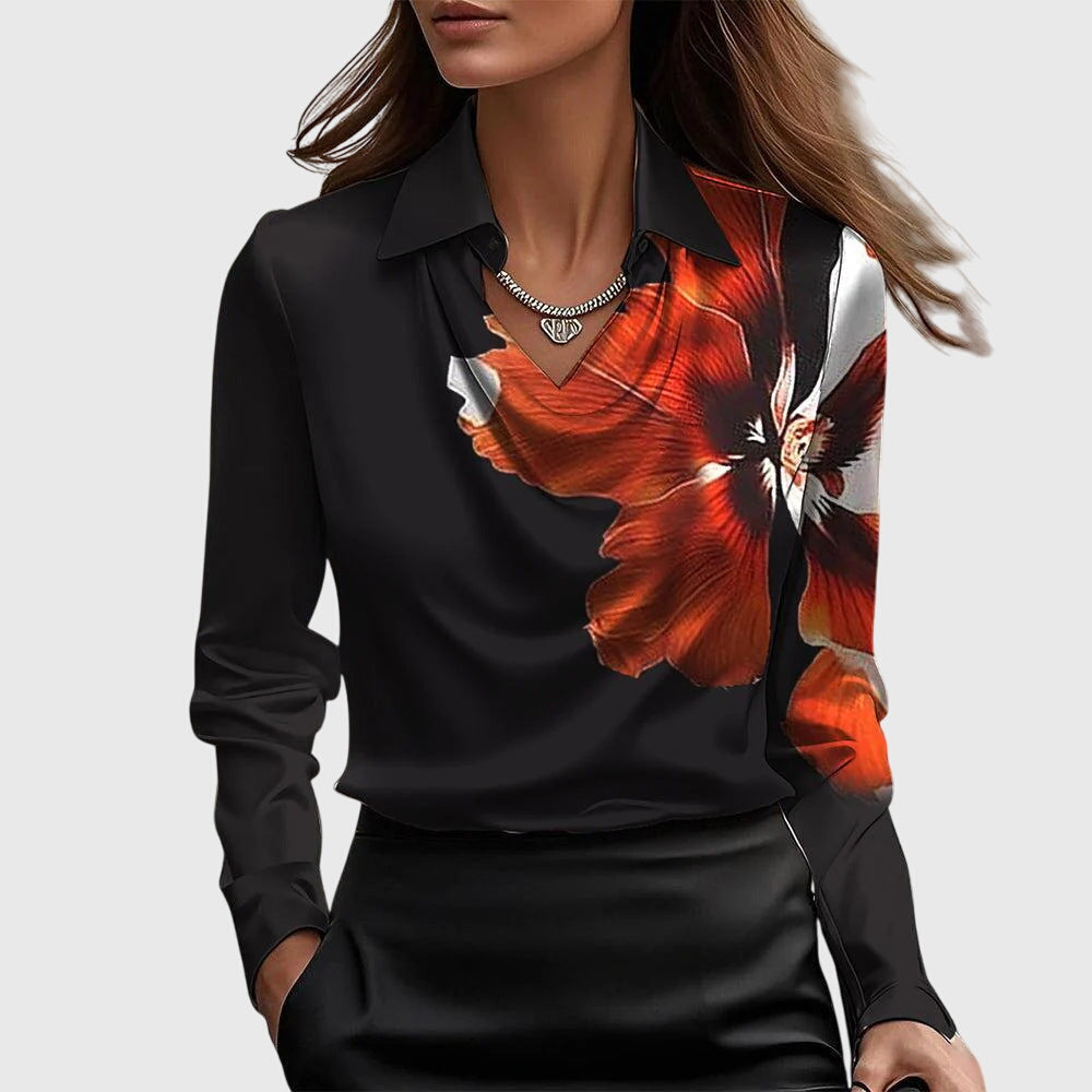 Sylvie | Soft Blouse with Elegant Pleated Neckline