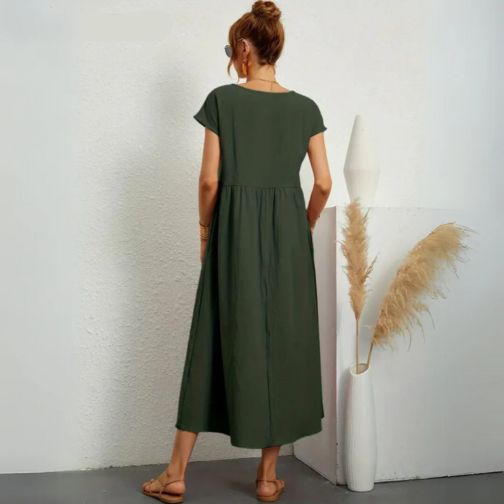 Isla – 100% Pure Cotton Casual Midi Dress