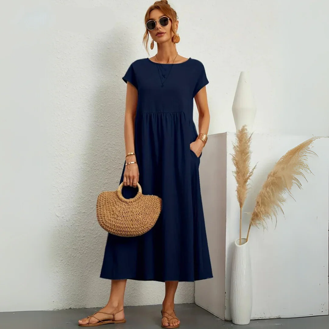 Isla – 100% Pure Cotton Casual Midi Dress