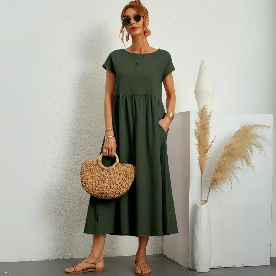 Isla – 100% Pure Cotton Casual Midi Dress