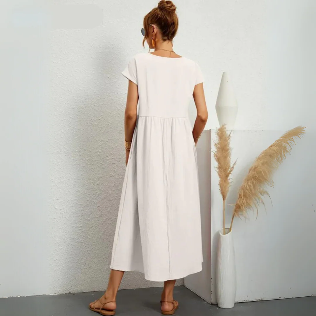 Isla – 100% Pure Cotton Casual Midi Dress